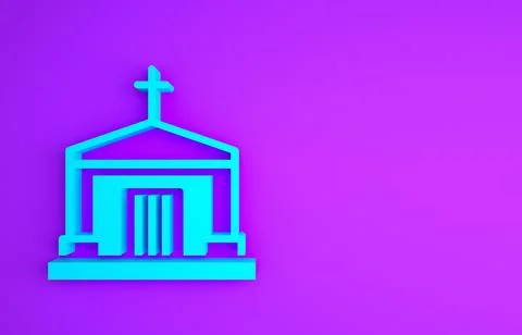 Blue Old crypt icon isolated on purple background. Cemetery symbol. Ossuary o Ilustración de archivo