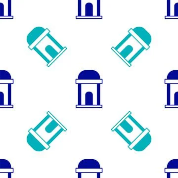 Blue Old crypt icon isolated seamless pattern on white background. Cemetery Ilustración de archivo