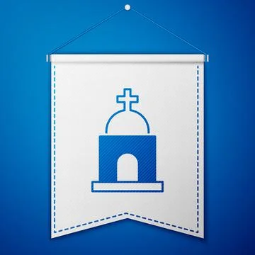 Blue Old crypt icon isolated on blue background. Cemetery symbol. Ossuary or Ilustración de archivo
