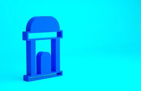 Blue Old crypt icon isolated on blue background. Cemetery symbol. Ossuary or  Ilustración de archivo