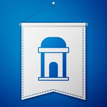 Blue Old crypt icon isolated on blue background. Cemetery symbol. Ossuary or Ilustración de archivo