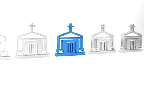 Blue Old crypt icon isolated on white background. Cemetery symbol. Ossuary .. Ilustración de archivo