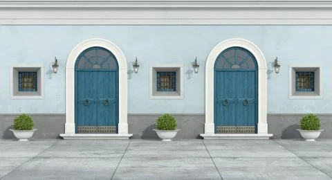 Blue old facade Illustrazione stock