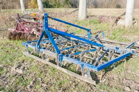 Blue old harrow. Foto stock