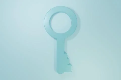 Blue Old key icon isolated on blue background. Minimalism concept. 3D rende.. Stock Illustration