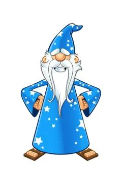 Blue Old Wizard Character Stock Illustration