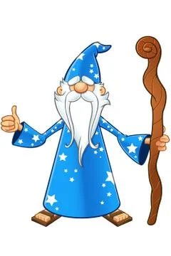 Blue Old Wizard Character Illustrazione stock