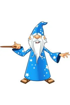 Blue Old Wizard Character Stock Illustration
