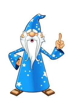Blue Old Wizard Character Illustrazione stock