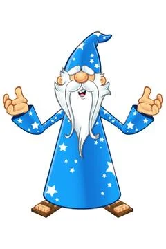 Blue Old Wizard Character Stock Illustration