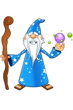 Blue Old Wizard Character Stock Illustration