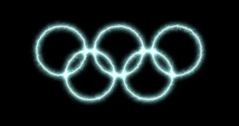 Blue olympic rings flaming. Loop Stock Footage 120467759