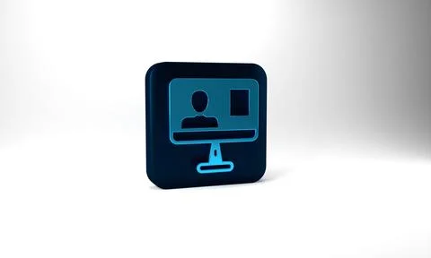 Blue Online class icon isolated on grey background. Online education concept Stock Illustration