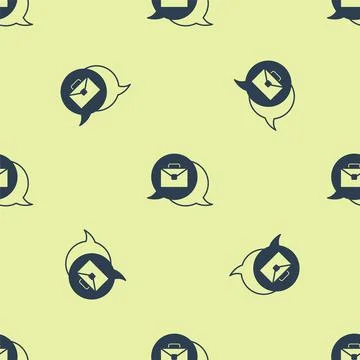 Blue Online working icon isolated seamless pattern on yellow background Stock Illustration