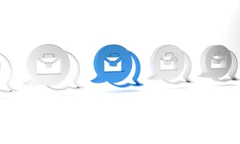 Blue Online working icon isolated on white background. Freelancer man worki.. Illustrazione stock