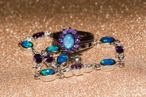 Blue Opal Ring Stock Photos
