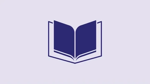 Blue Open book icon isolated on purple background. 4K Video motion graphic Stock Footage 232835895