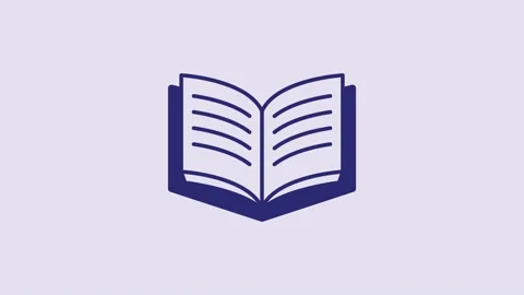 Blue Open book icon isolated on purple background. 4K Video motion graphic Stock Footage 232837402