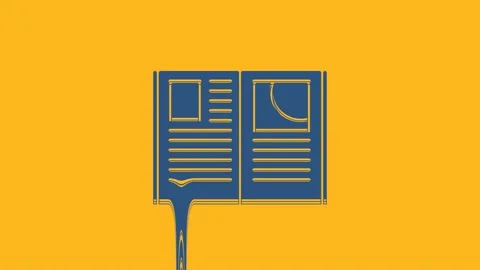 Blue Open book icon isolated on orange background. 4K Video motion graphic Stock Footage 234291185
