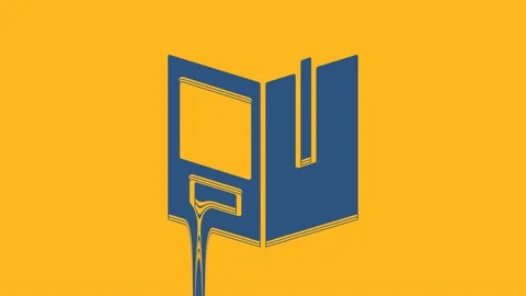 Blue Open book icon isolated on orange background. 4K Video motion graphic Stock Footage 234730266