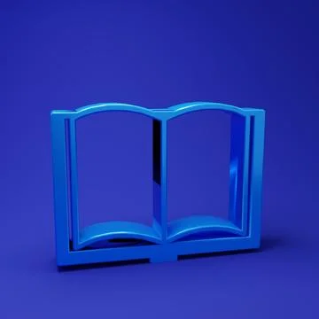 Blue Open book icon isolated on blue background. Minimalism concept. 3D ren.. Stockillustratie