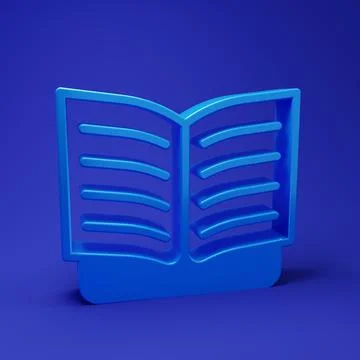 Blue Open book icon isolated on blue background. Minimalism concept. 3D ren.. Stock Illustration