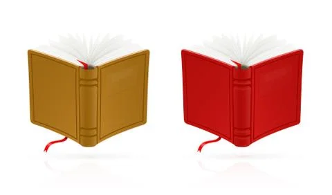 Blue open book with red bookmark vector Stock Illustration