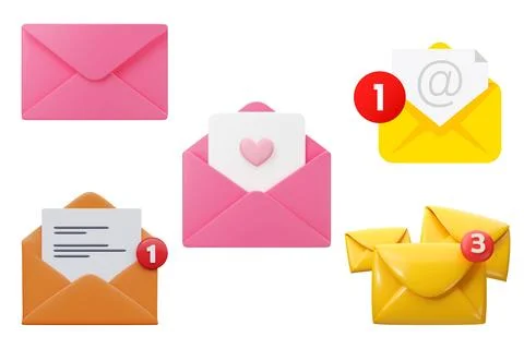 Blue open mail envelopes with email sign, new message, letter, check mark. .. Stock Illustration