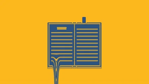 Blue Open science book icon isolated on orange background. 4K Video motion Stock Footage 234290814