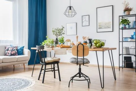 Blue open space interior Stock-Fotos