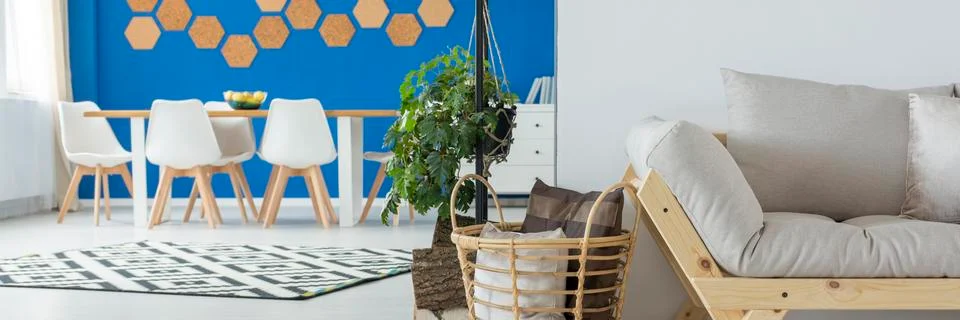 Blue open space interior Stock-Fotos