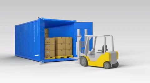 Blue opened container Unload Stock Footage 67669588