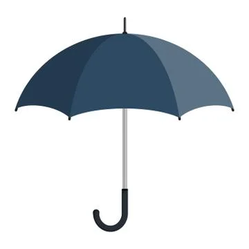 Blue opened umbrella, closeup, flat design. Vector illustration. Stock Illustration