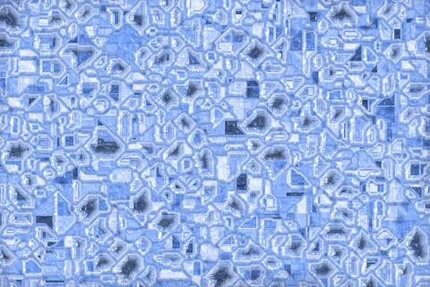 Blue optic crystalline pattern digital drawn background illustration Stock Illustration