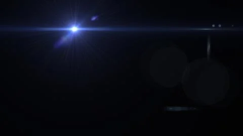 Blue Optical Lens Flare Starburst with Horizontal Streaks and Bokeh on Dark  Stock Illustration