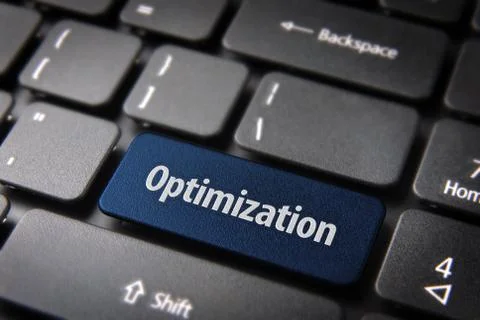 Blue Optimization keyboard key, business background Stock Photos