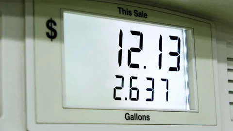Blue or white display with gas price counter. Stock Footage 234092999