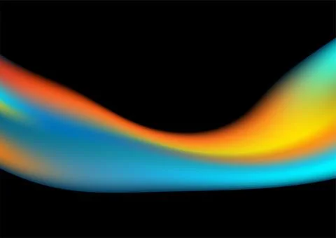 Blue orange abstract smooth liquid wave on the black background Stock Illustration