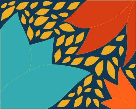Blue orange background with leaves vector illustration shapes vector Stock Illustration