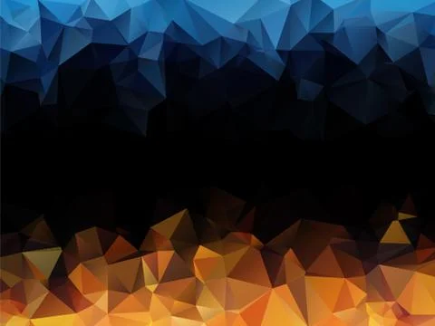 Blue orange black abstract triangular background Stock Illustration