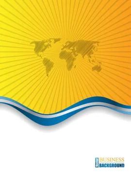 Blue orange brochure with world map Stock Illustration