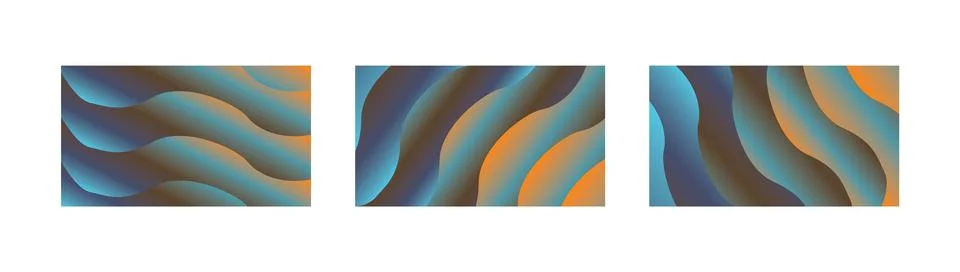 Blue Orange Brown Gradient Flow Backgrounds with Abstract Modern Wavy Shape.. Stock Illustration