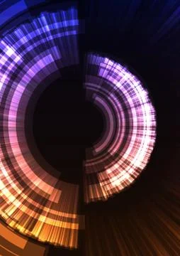 Blue orange circle digital blast abstract sheet background Stock Illustration