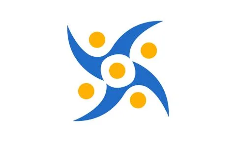 Blue orange crowd logo Stock Illustration