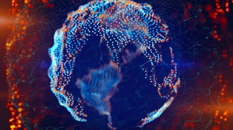 Blue orange deformed globe spinning loop Stock Footage 23614662