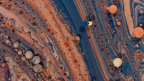 Blue orange earth flow galaxy of cosmic paint colors in motion 1 Stock Footage 108011245