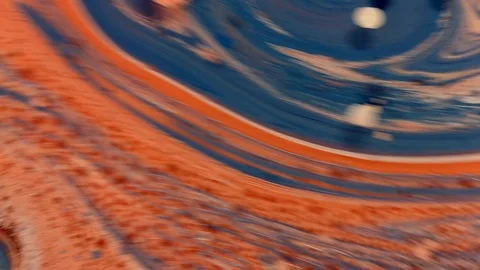 Blue orange earth flow galaxy of cosmic paint colors in motion Video stock 108011272