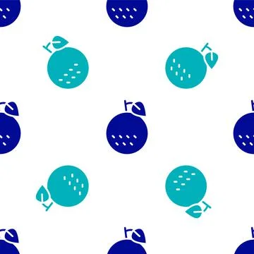 Blue Orange fruit icon isolated seamless pattern on white background. Vector Stock Illustration