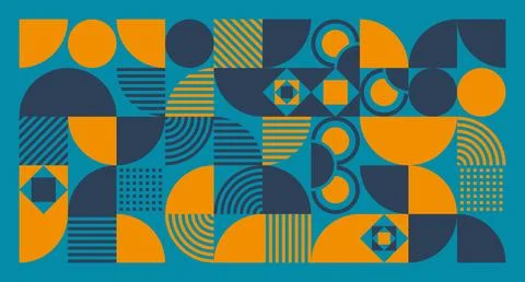 Blue-Orange Geometric Abstract Pattern Stock Illustration