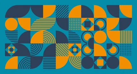 Blue-Orange Geometric Abstract Pattern Stock Illustration